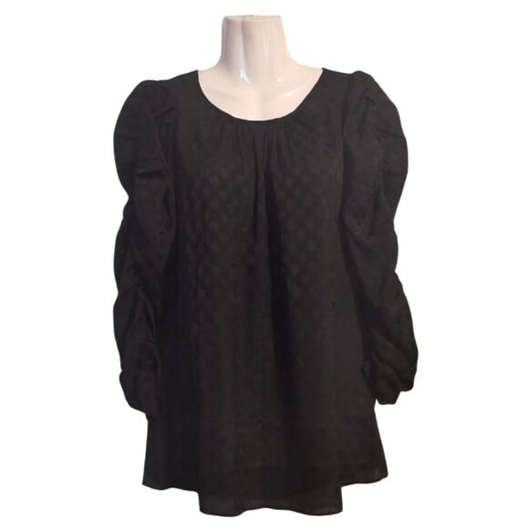 Max Studio Black Sheer Polkadot Blouse - Picture 1 of 2
